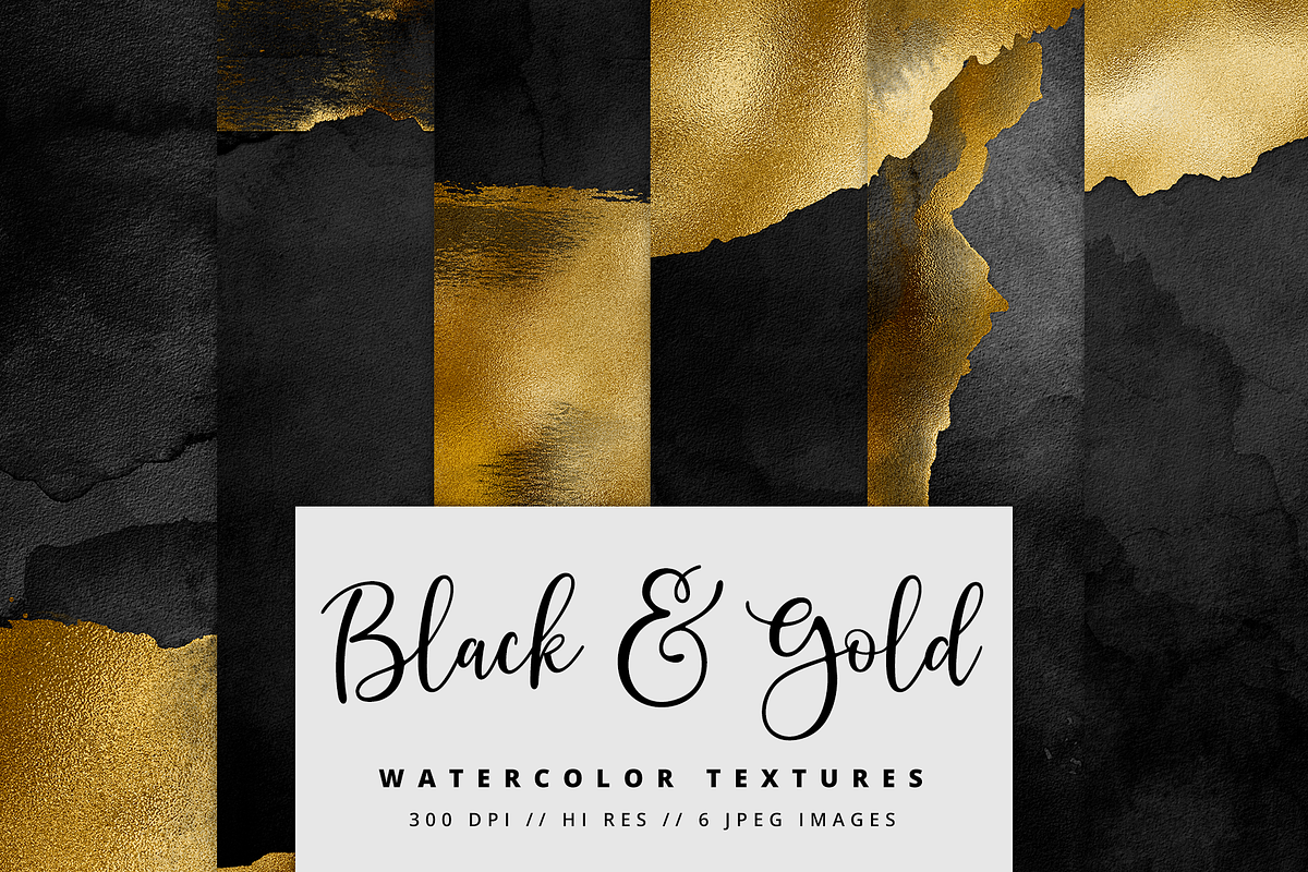 Black and Gold Watercolor Textures in Textures - product preview 8