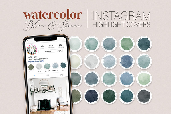 Blue Green Painted Instagram Covers