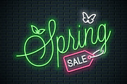 Spring Sale Neon Lettering.