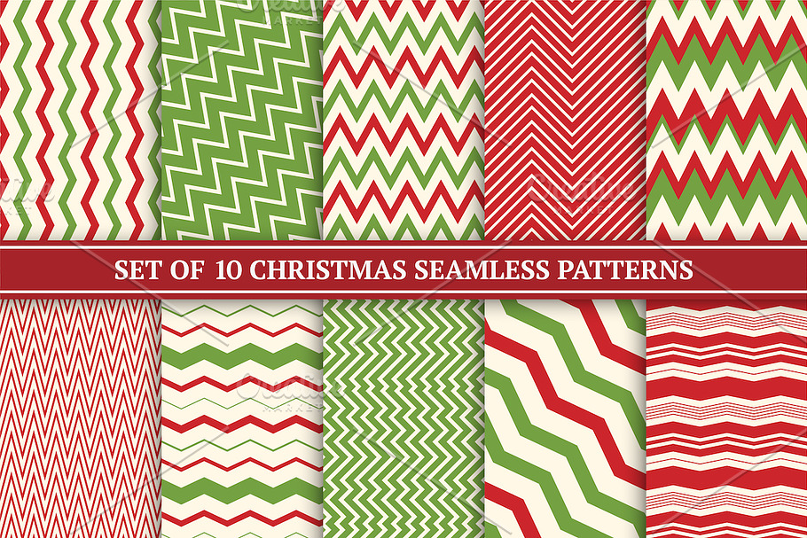Christmas seamless zigzag patterns