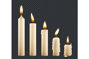 Burning candle. Stages combustion of