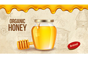 Farm honey. Ad placard template with