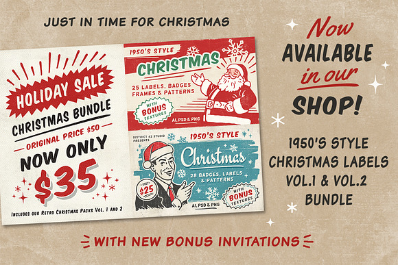 Retro Christmas Labels vol.2 in Templates - product preview 5