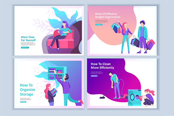 Couple at home. Scenes. Landing page in Illustrations - product preview 1