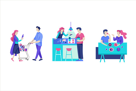Couple at home. Scenes. Landing page in Illustrations - product preview 2