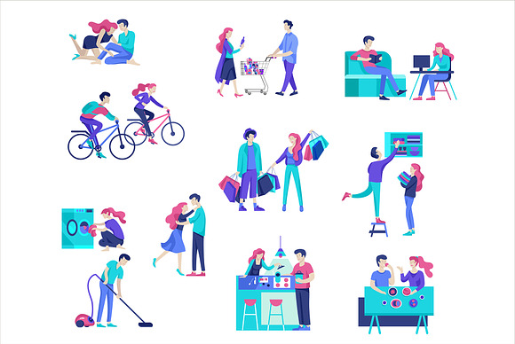 Couple at home. Scenes. Landing page in Illustrations - product preview 3