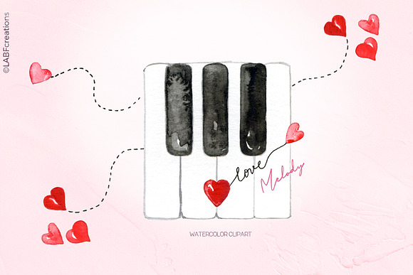 Love Melody. Watercolor Hearts. in Illustrations - product preview 2
