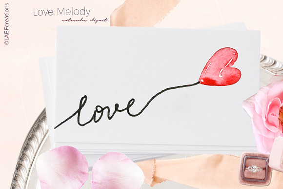 Love Melody. Watercolor Hearts. in Illustrations - product preview 4