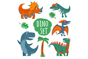 Dinosaurs set. Vector colorful flat