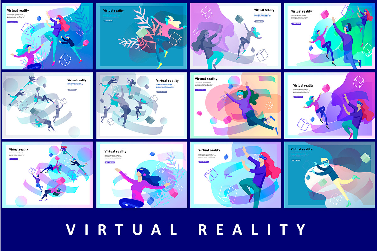 Virtual reality. Illustrations set in Illustrations - product preview 8