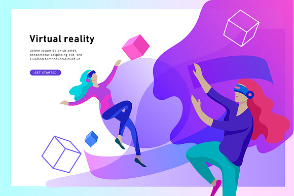 Virtual reality. Illustrations set in Illustrations - product preview 4