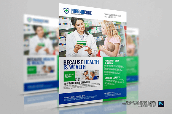 Medical Pharmacy Flyer Design Temp in Flyer Templates - product preview 3