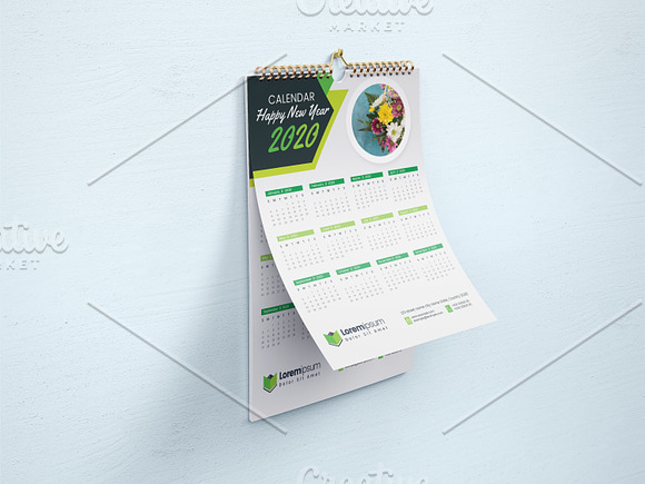 One Page Wall Calendar 2020 in Stationery Templates - product preview 1