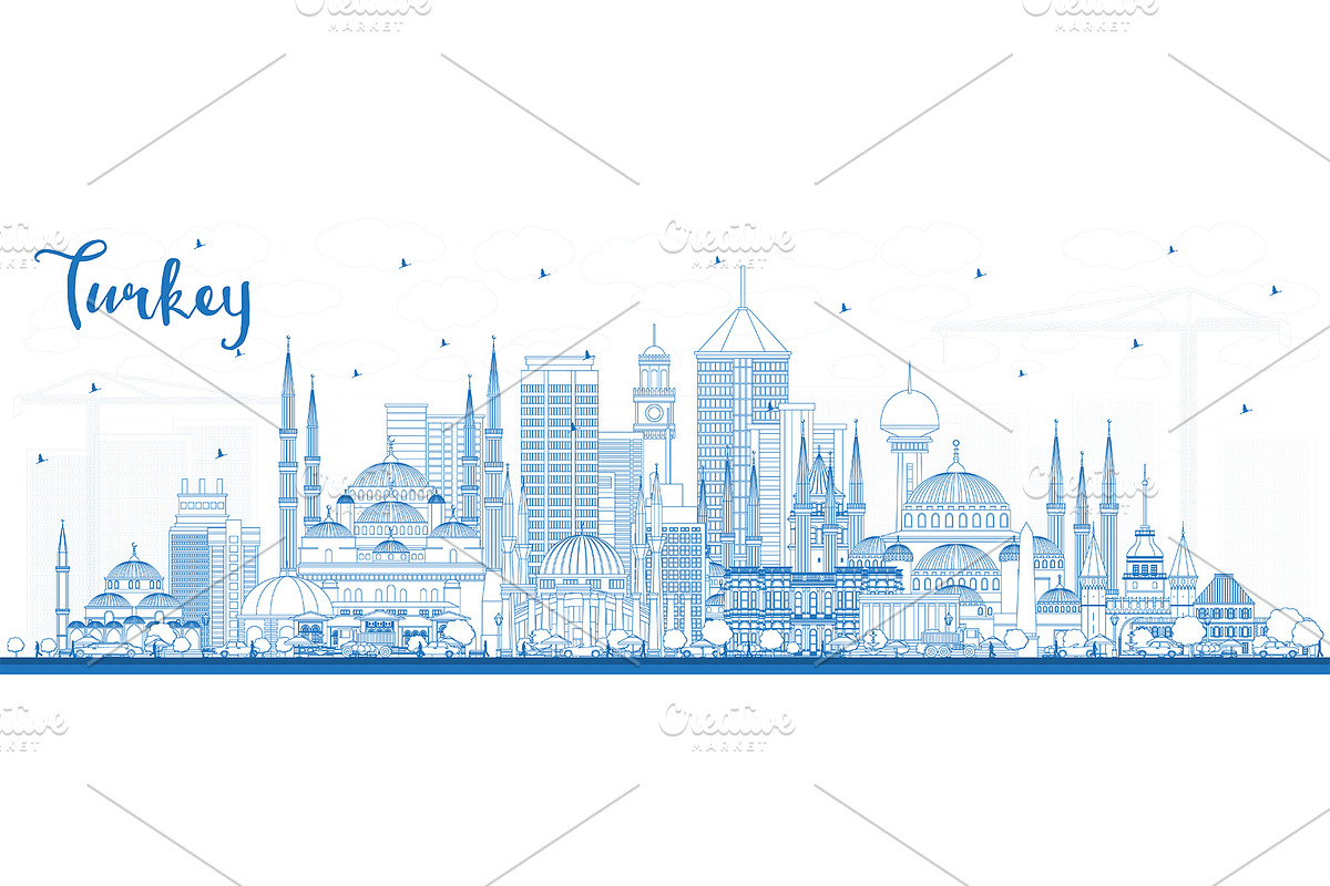 Outline Turkey City Skyline in Illustrations - product preview 8