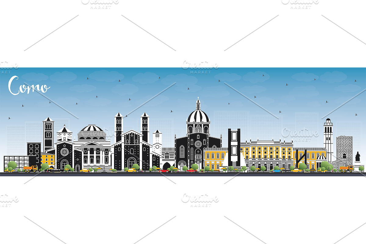 Como Italy City Skyline in Illustrations - product preview 8