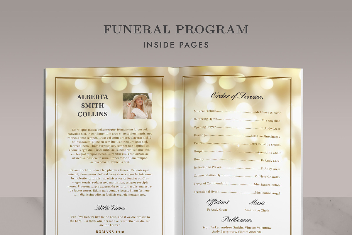 Funeral/ Memorial Card Program FP004 in Card Templates - product preview 8