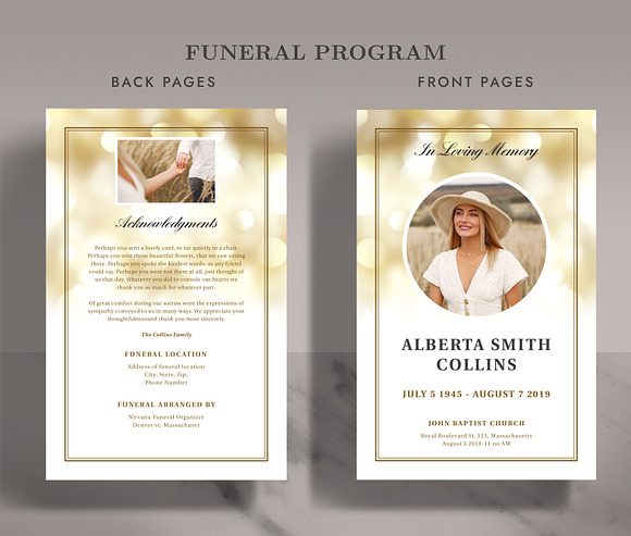 Funeral/ Memorial Card Program FP004 in Card Templates - product preview 1
