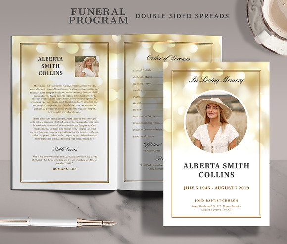 Funeral/ Memorial Card Program FP004 in Card Templates - product preview 2