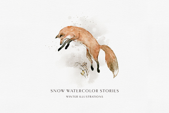 Snow stories - watercolor collection in Illustrations - product preview 13