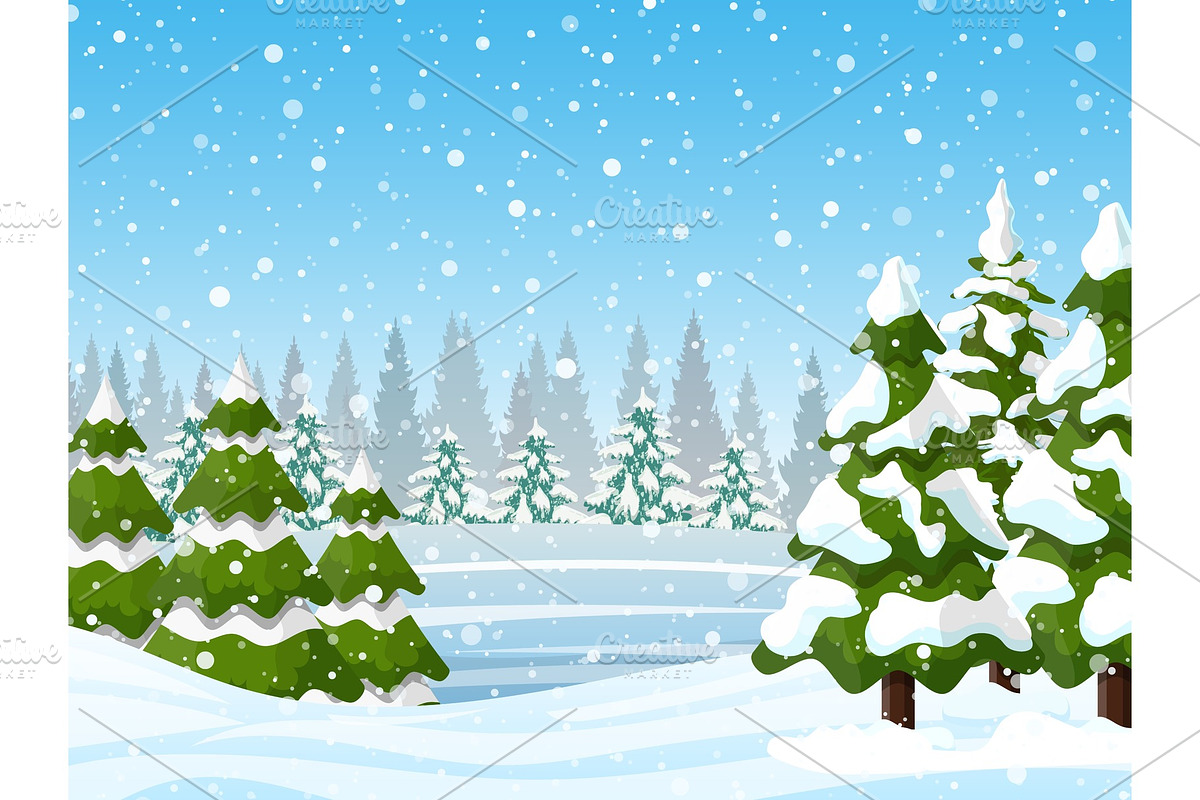 Christmas landscape background with in Objects - product preview 8