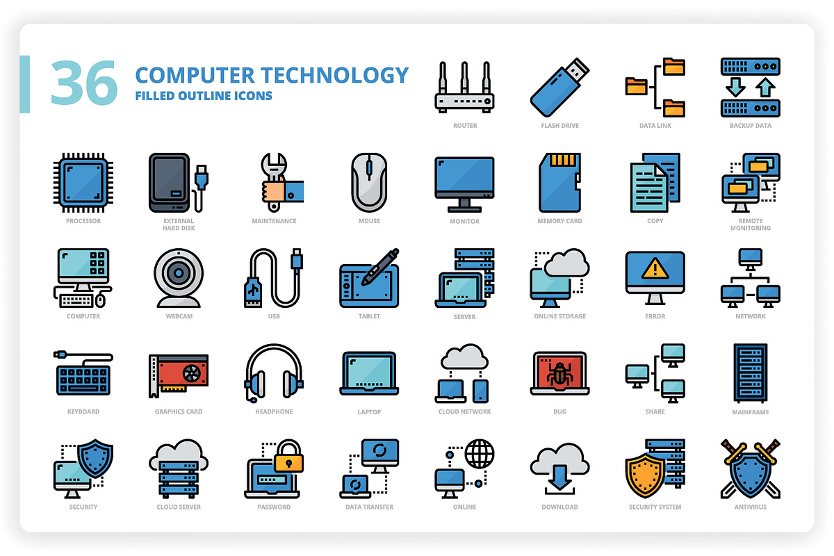 36 Computer Technology Icons in Icons - product preview 8