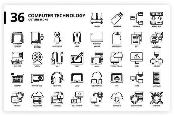 36 Computer Technology Icons in Icons - product preview 2