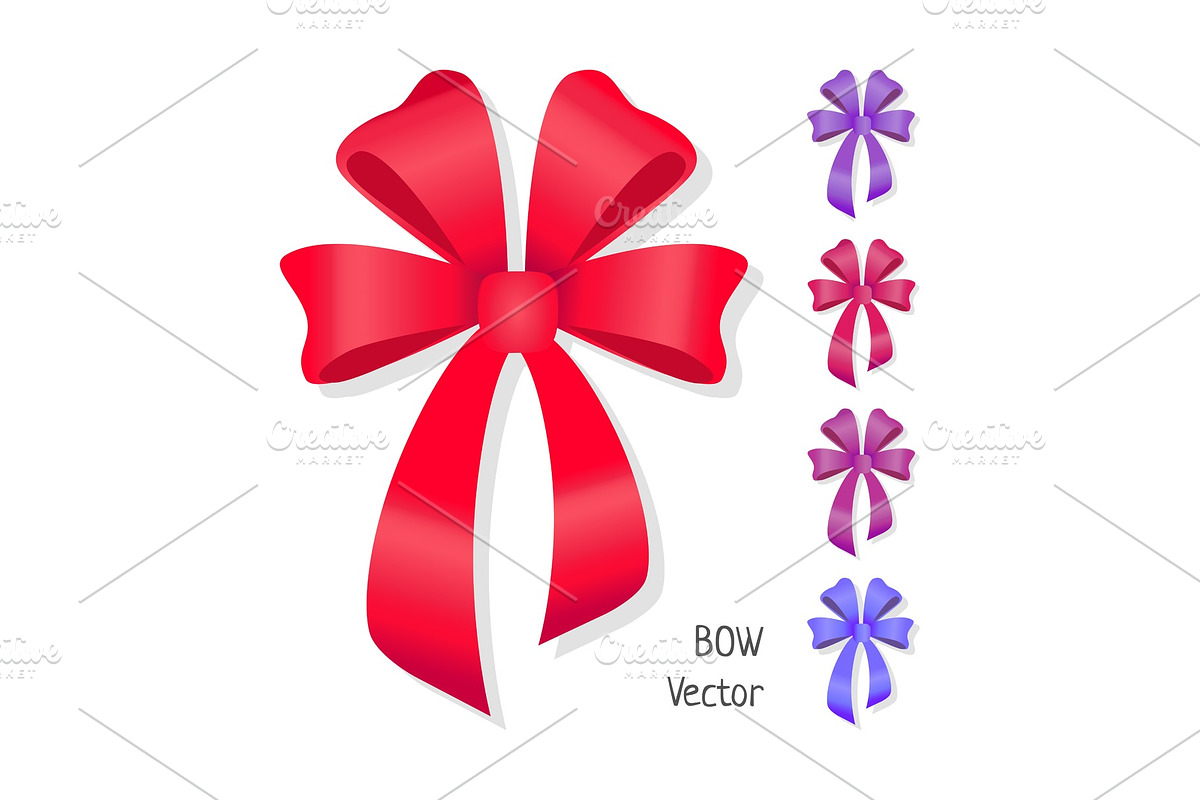 Vector bow set isolated. Colors of in Objects - product preview 8