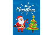Merry Christmas Poster with Santa