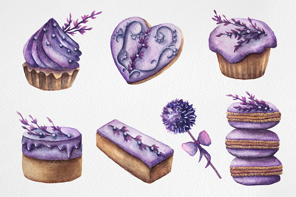 Watercolor Lavender Sweets + bonus in Illustrations - product preview 1