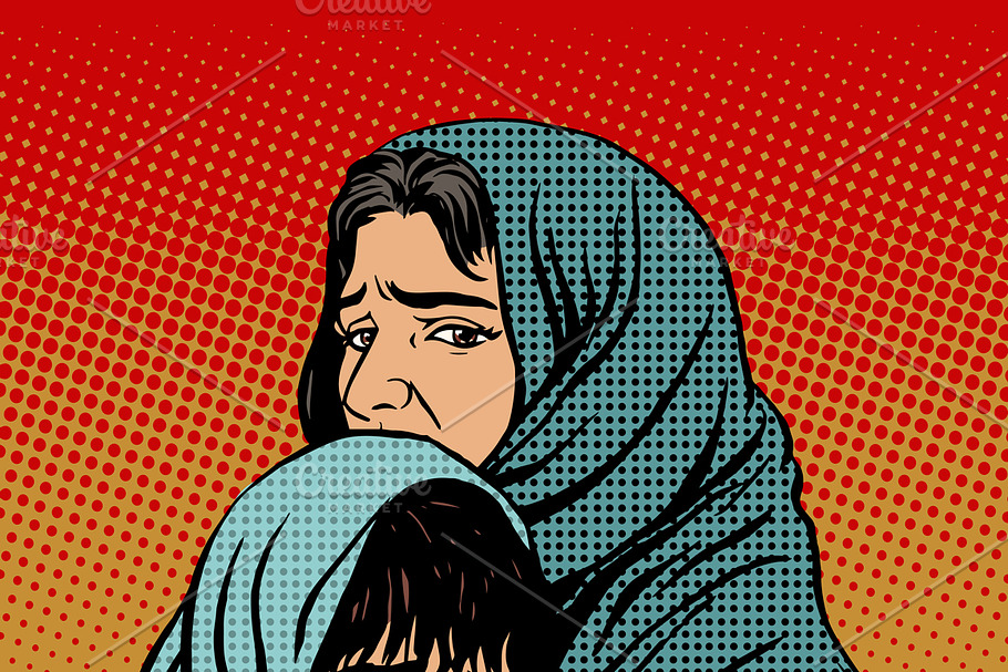Refugee mother and child migration in Illustrations - product preview 8