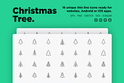 Christmas Tree | 16 Thin Line Icons