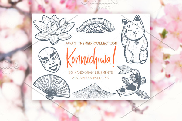 Konnichiwa! Japanese graphic clipart