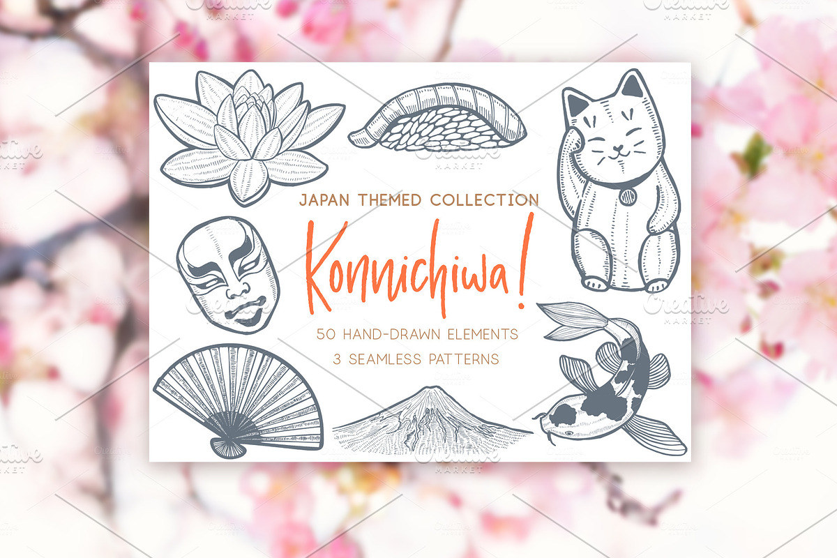 Konnichiwa! Japanese graphic clipart in Illustrations - product preview 8