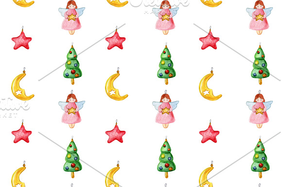 Watercolor Christmas decorations set in Illustrations - product preview 5