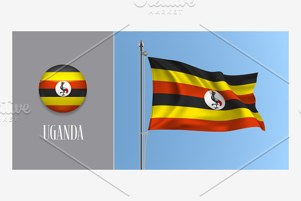 Uganda waving flag vector