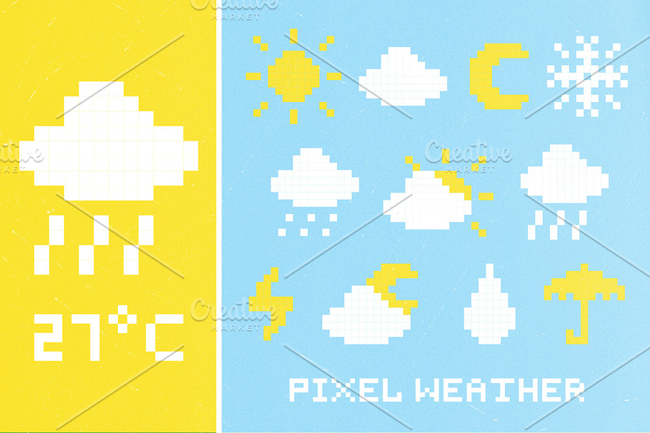 Pixel weather icon set in Objects - product preview 8
