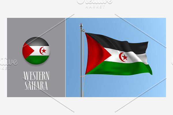 Western Sahara waving flag vector