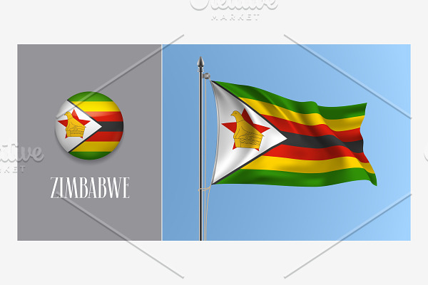 Zimbabwe waving flag vector