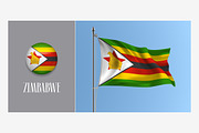 Zimbabwe waving flag vector