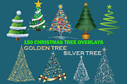 Christmas Tree, gold, silver, white