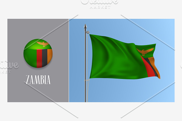 Zambia waving flag vector