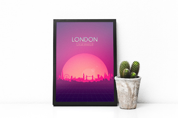 Poster | Futuristic retro skyline in Illustrations - product preview 2