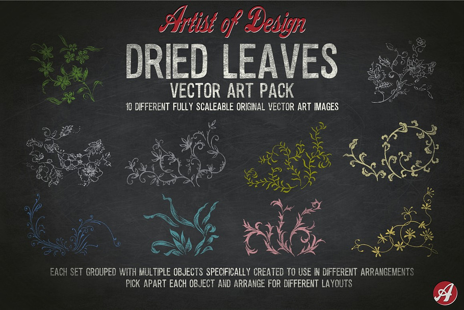Vector Clip Art Dried Leaves Pack