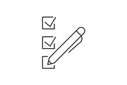 Check marks with pen linear icon