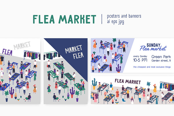 Flea market posters and banners