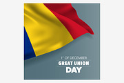 Romania great union day vector card
