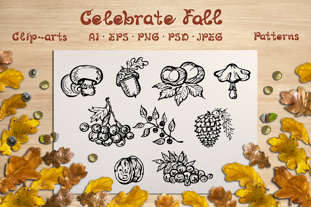 Fall elements, cards and patterns in Illustrations - product preview 8