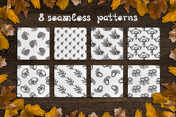 Fall elements, cards and patterns in Illustrations - product preview 1