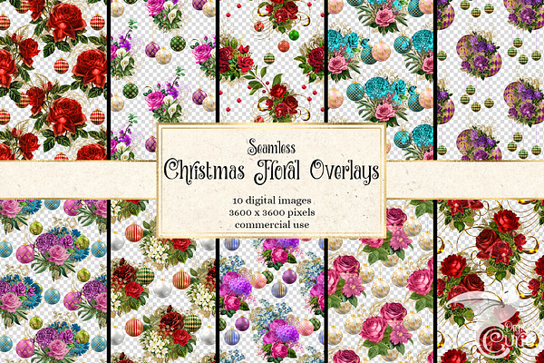 Christmas Floral Pattern Overlays