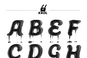 Black liquid alphabet